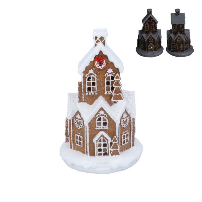 Gisela Graham Ornament - White Iced LED Gingerbread Village